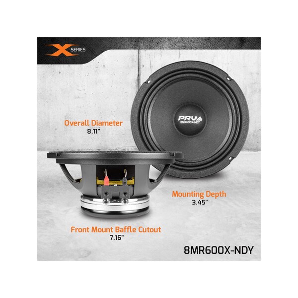 Main product image for PRV Audio 8MR600X-NDY X Series 8" Neodymium Midrange Speaker 8 Ohm294-3538